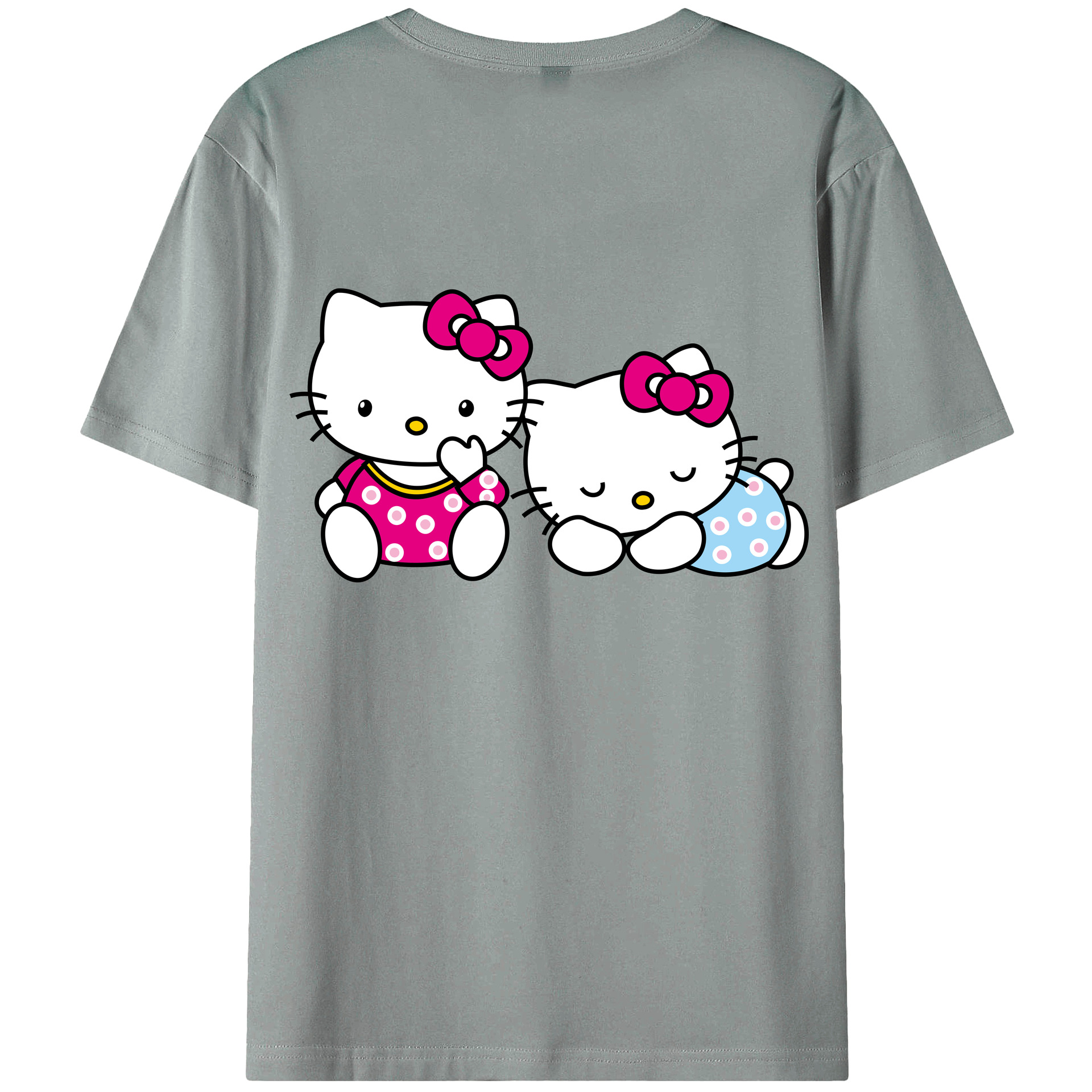 （画像用） Hello Kitty ハローキティ 綿100％ メンズ半袖Tシャツ（バックプリント） 通気性
